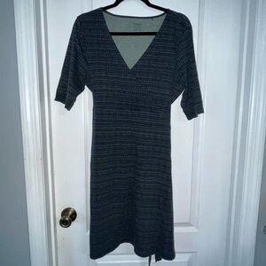 Toad&Co Black and Gray Patterned Midi Dress